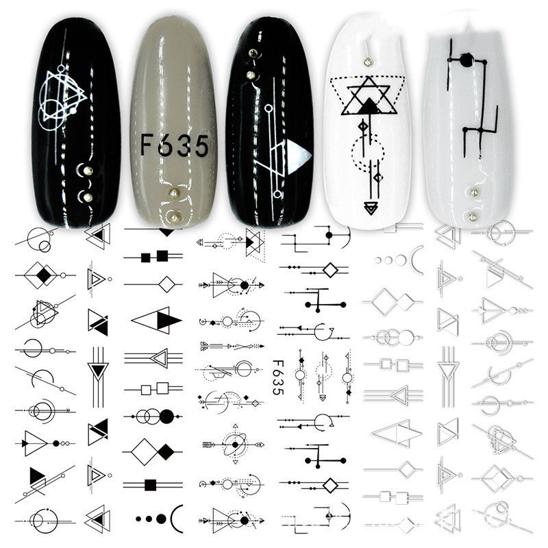 3D Nail Stickers – Black & White Rose Heart Ink Nail Decals